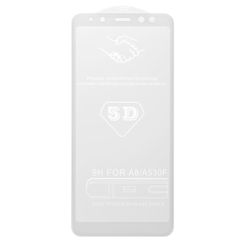 Захисне скло All Spares для Samsung A530 Galaxy A8 2018 , 5D Full Glue, білий, шар клею нанесений по всій поверхні