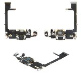 Шлейф для iPhone 11 Pro, конектора навушників, конектора зарядки, зелений, з мікрофоном, з компонентами, Original (PRC)