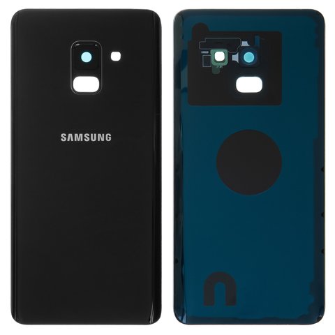 Задняя панель корпуса для Samsung A530F Galaxy A8 2018 , черная, со стеклом камеры
