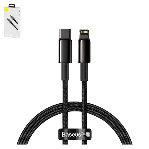 USB кабель Baseus Tungsten, USB тип C, Lightning, 100 см, 20 Вт, чорний, #CATLWJ 01