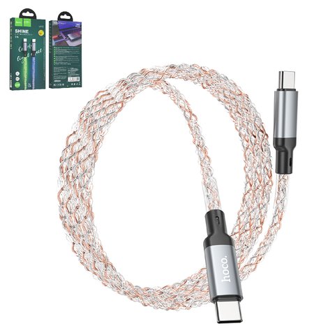 USB кабель Hoco U112, 2xUSB тип C, 100 см, 60 Вт, 3 A, серый, #6931474788825