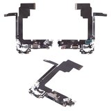 Шлейф для iPhone 15 Pro Max, конектора зарядки, синій, з мікрофоном, High Copy