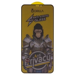 Защитное стекло Gorilla для Apple iPhone 11 Pro Max, iPhone XS Max, совместимо с чехлом, Full Glue, Anti Static, Anti Peeping, черный