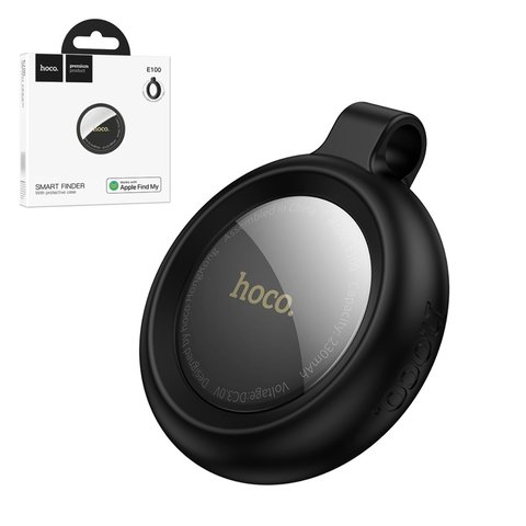 Розумний брелок для пошуку Hoco E100, з чохлом, GPS трекер, чорний, AirTag, #6942007661256