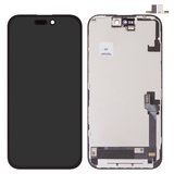 Дисплей для iPhone 16, черный, с рамкой, High Copy, без микросхемы, (AMOLED), GX OEM soft