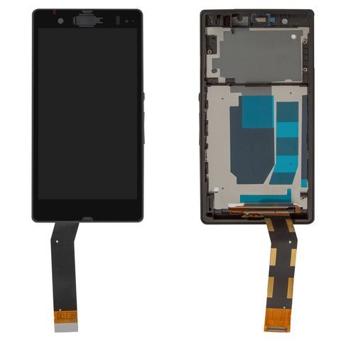 LCD compatible with Sony C6602 L36h Xperia Z, C6603 L36i Xperia Z, C6606 L36a Xperia Z, black, with frame, Original PRC  