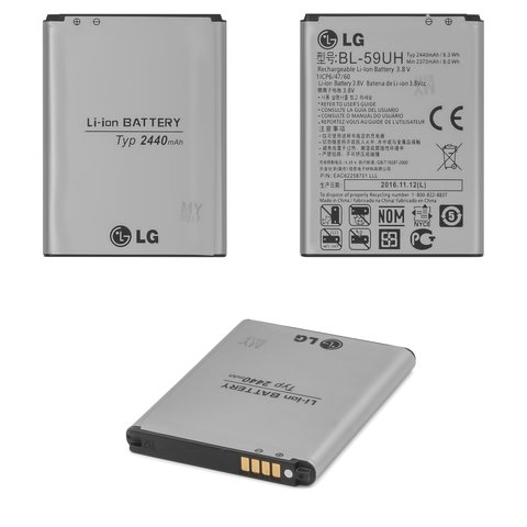Batería BL 59UH puede usarse con LG D620 G2 mini, Li ion, 3.8 V, 2440 mAh