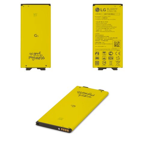 Batería BL 42D1F puede usarse con LG G5 H820, Li ion, 3.85 V, 2800 mAh, Original PRC 