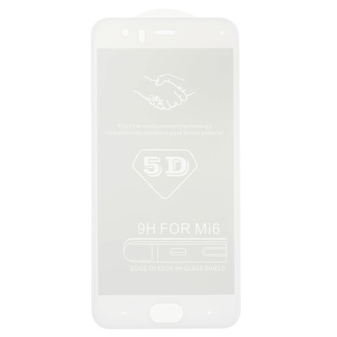Защитное стекло All Spares для Xiaomi Mi 6, 5D Full Glue, белый, cлой клея нанесен по всей поверхности, MCE16