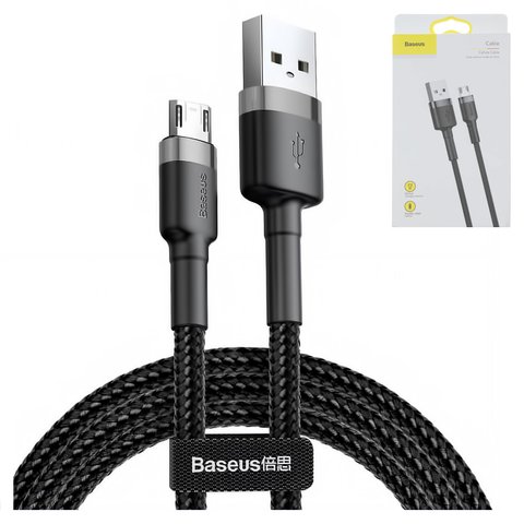 USB Cable Baseus Cafule, USB type A, micro USB type B, 100 cm, 2.4 A, black  #CAMKLF BG1