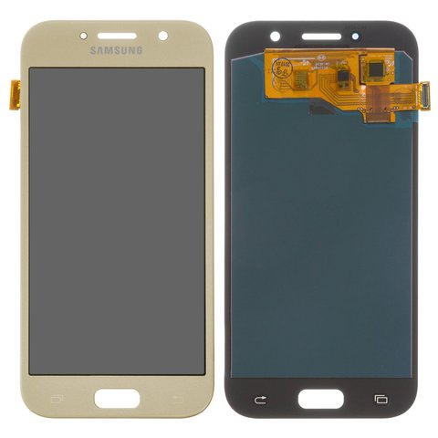 LCD compatible with Samsung A520 Galaxy A5 2017 , golden, without frame, High Copy, OLED  