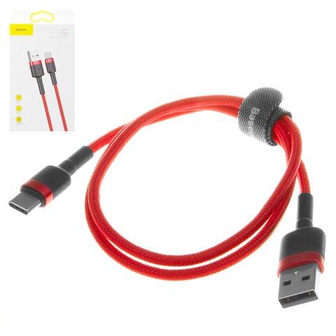 USB Cable Baseus Cafule, USB type A, USB type C, 50 cm, 3 A, red  #CATKLF A09