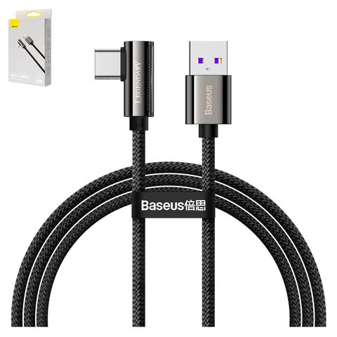 USB Cable Baseus Elbow, USB type A, USB type C, 100 cm, 66 W, black  #CATCS B01