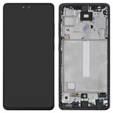 LCD compatible with Samsung A525 Galaxy A52, A526 Galaxy A52 5G, (black, with frame, original (change glass) )