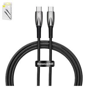 Cable USB Baseus Glimmer, 2xUSB tipo C, 100 cm, 100 W, negro, con revestimiento de nylon, con indicador, #CADH000701