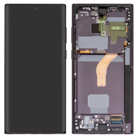 LCD compatible with Samsung S908B Galaxy S22 Ultra 5G, black, with frame, Original PRC  