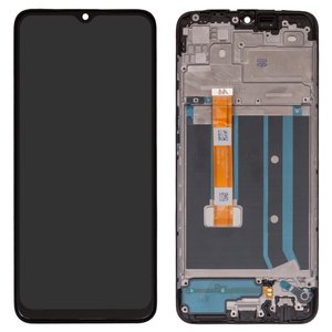 Pantalla LCD puede usarse con Oppo A15, A15s, negro, con marco, Original PRC , CPH2185, CPH2179, FPC HTF065H093