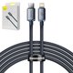 Cable USB Baseus Crystal Shine Series, USB tipo C, Lightning, 200 cm, 20 W, negro, con revestimiento de nylon, #CAJY000301