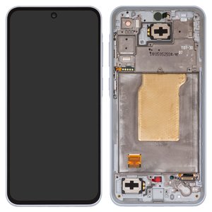 Pantalla LCD puede usarse con Samsung A356 Galaxy A35 5G, azul claro, con marco, Original PRC , iceblue