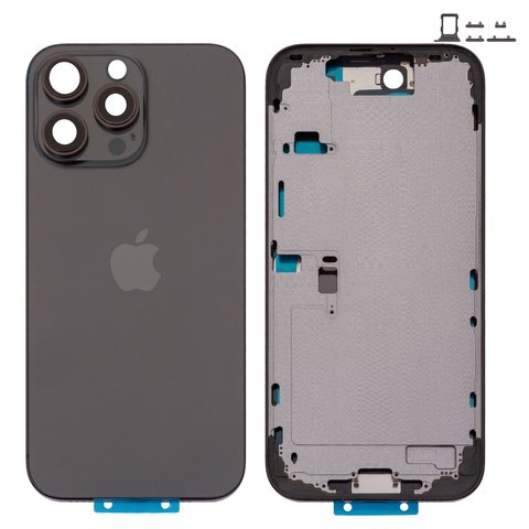 Carcasa puede usarse con iPhone 16 Pro Max, negro, con botones laterales,  con sujetador de tarjeta SIM, Original PRC , EU Version, black titanium
