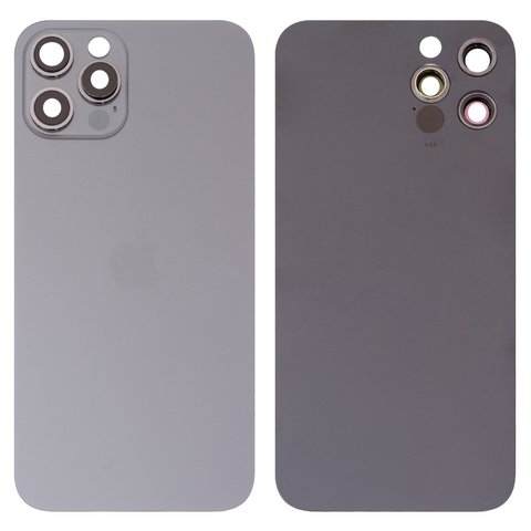 Housing Back Cover compatible with iPhone 12 Pro, gray, with camera lens, small hole, graphite 