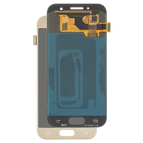 LCD compatible with Samsung A320 Galaxy A3 2017 , golden, without frame, original change glass 