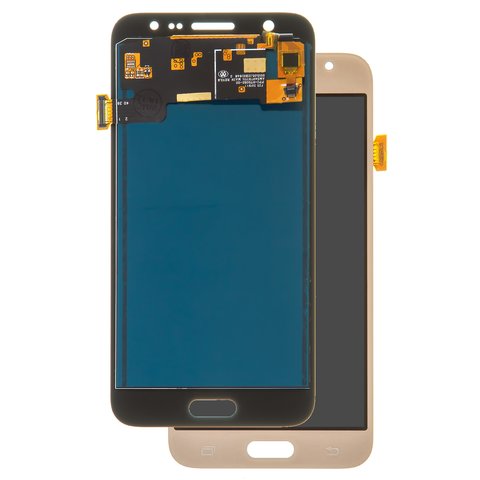 LCD compatible with Samsung J500 Galaxy J5, golden, with light adjustable, grade B, without frame, Copy, TFT
