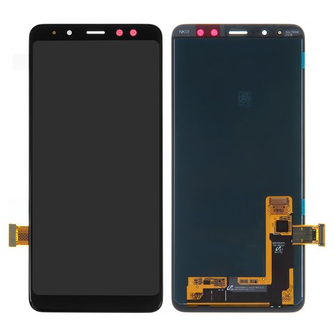 LCD compatible with Samsung A530 Galaxy A8 2018 , black, without frame, Original PRC , original glass 