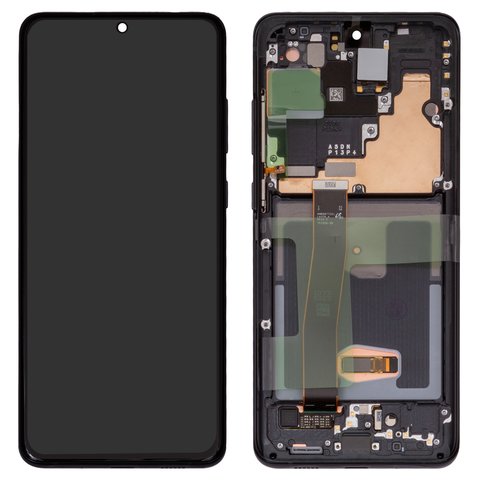 LCD compatible with Samsung G988 Galaxy S20 Ultra, black, with frame, Original, service pack, cosmic black #GH82 22327A GH82 22271A