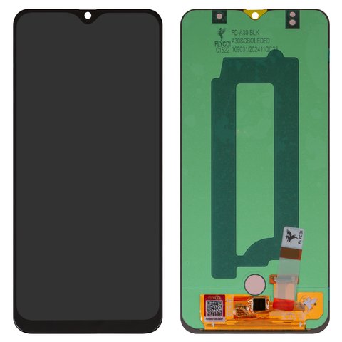 LCD compatible with Samsung A305 Galaxy A30, A305F DS Galaxy A30, A505F DS Galaxy A50, A505FN DS Galaxy A50, A507 Galaxy A50s, A507F DS Galaxy A50s, black, without frame, FLYCDI, with wide edge, OLED