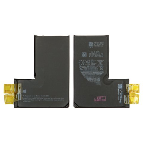 Battery compatible with iPhone 14 Pro, Li ion, 3.87 V, 3350 mAh, without a controller, High Capacity, A2866