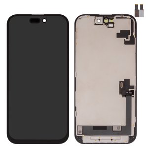 LCD compatible with iPhone 16, black, with frame, AAA, TFT , ZY, LTPS FHD 