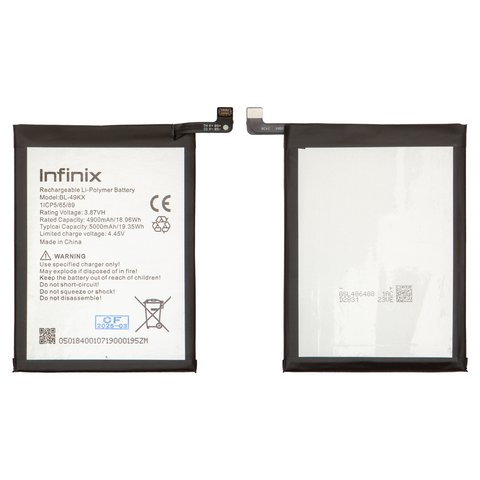 Batería BL 49KX puede usarse con Infinix Note 11, Note 12, Li Polymer, 3.87 V, 5000 mAh, Original PRC