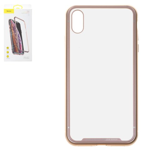 Чехол Baseus для iPhone XS Max, золотистый, магнитный, стекло, металл, #WIAPIPH65 CS0V