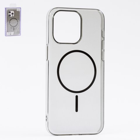 Чехол Fully PC MagSafe для iPhone 15 Pro Max, черный, прозрачный, магнитный, пластик