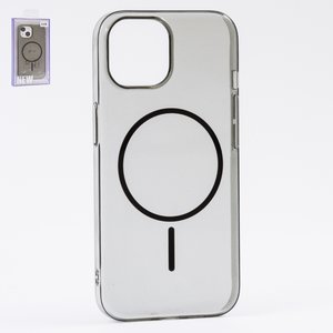 Чехол Fully PC MagSafe для iPhone 15, черный, прозрачный, магнитный, пластик