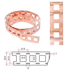 Медная лента для сварки аккумуляторов 21700 2P, 0,2 мм, 21,5 мм, 1 м