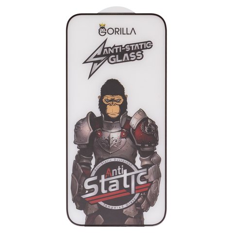 Защитное стекло для Apple iPhone 17 Pro Max, совместимо с чехлом, Full Glue, Anti Static, черный, gorilla