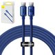 USB кабель Baseus Crystal Shine Series, 2xUSB тип-C, 120 см, 100 Вт, синий, в нейлоновой оплетке, #CAJY000603