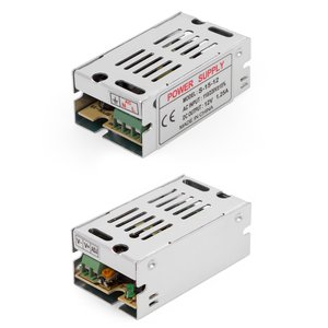 Fuente de alimentación para tiras LED de 12 V, 1.25 A (15 W), 110-220 V Fuente de alimentación para tiras LED de 12 V, 1.25 A (15 W), 110-220 V
